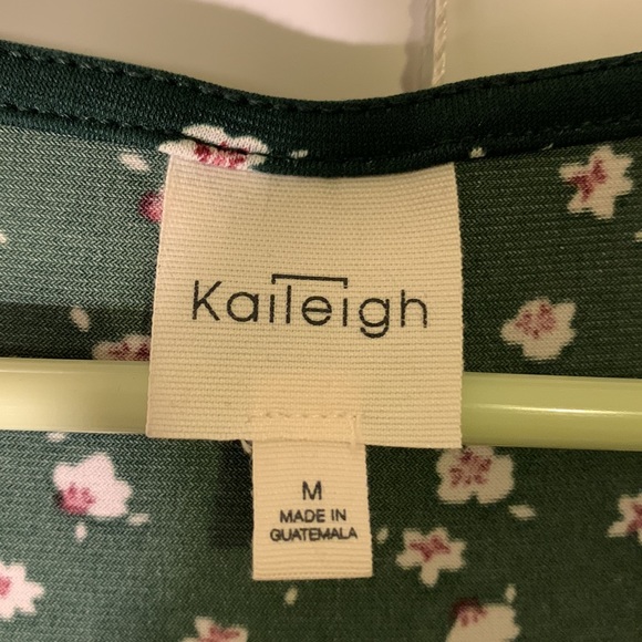 Kaileigh Green Floral Pattern Medium Dress with Side Tie - Picture 3 of 5